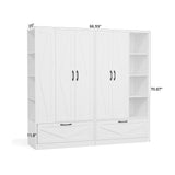 RichYa 2Pcs Armoire Wardrobe Closet with Drawers,Clothes Storage Cabinet with Hanging Rod,Large Wardrobe Closet with Shelves for Bedroom