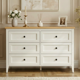 RichYa 6 Drawer Dresser for Bedroom,Chest of Drawers with Metal Knobs,Dresser for Closet,Wood