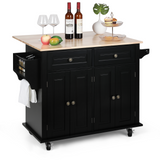 RichYa Kitchen Islands with Storage, Rolling Kitchen Cart with Drop Leaf and Lockable Wheels, Microwave Island Table for Kitchen, Living Room, White