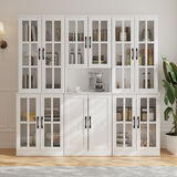 RichYa Curio Cabinets with Glass Doors,Tall Display Cabinet with Storage Shelf,5-Tier Modular Bookcases with Doors for Living Room,Dining Room(BEB)