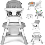 Cowiewie 16-in-1 Convertible High Chairs for Babies Toddlers, Toddler Dining Booster Seat, Grey