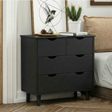 RichYa 4 Drawer Dresser for Bedroom Wood Storage Dresser Black Sofa Table Nightstand Chest of Drawer