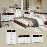 Richya 6 Drawer Dresser for Bedroom,Chest of Drawers with Open Storage Shelf,Modern Dresser for Closet,White + Walnut