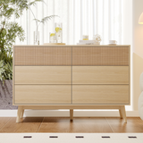 RichYa Fluted 6-Drawer Dresser for Bedroom, Chest of Drawers with Handle Free Design for Living Room,Natural Oak
