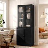 RichYa 71'' Tall Bookcase with Glass Door,3 Tier Display Bookshelves with Adjustable Shelves for Home Office,Living Room,White
