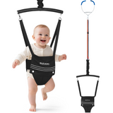 Slevoo Baby Jumper, Baby Doorway Jumper Bouncer for Babies 6-12 Months, with Easy to Use Clamp and Adjustable Strap, Black