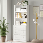 RichYa 71'' Tall Bookshelf with 3 Drawers,3 Tier Display Bookcase with Adjustable Shelves for Home Office,Living Room,White