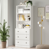 RichYa 71'' Tall Bookshelf with 3 Drawers,3 Tier Display Bookcase with Adjustable Shelves for Home Office,Living Room,White