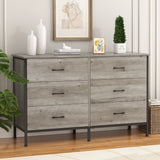 RichYa 47.3'' Drawer Dresser Chest of 6 Storage Drawers for Bedroom, Living Room, Hallway, Gray