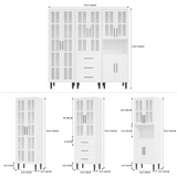 RichYa 3Pcs Grid Bookcases with Doors,Modular Furniture Bookcases,5-Tier Bookshelves with Glass Doors & Study Legs for Living Room
