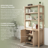 RichYa Bookcase with Doors & 3-Tier Open Shelves,Bottom Closed Storage Cabinet for Living Room,Home Office,White