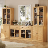 RichYa 4Pcs Kitchen Pantry Storage Cabinet,Modular Furniture Cabinets with Diplay Glass Doors,Hutch Buffet Cabinet with Drawers for Dining Room,White