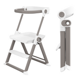 Cowiewie Folding Toddler Step Stool, Montessori Learning Tower for Kitchen and Bathroom, White