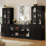 RichYa 4Pcs Kitchen Pantry Storage Cabinet Set,Modular Furniture Cabinets with Drawers,Sideboard Buffet Cabinet with Glass Doors for Dining Room,White