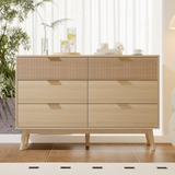 RichYa Fluted 6-Drawer Dresser for Bedroom, Chest of Drawers with Handle Design for Living Room,Natural Oak