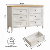 RichYa 6 Drawer Dresser for Bedroom,Chest of Drawers with Metal Knobs,Dresser for Closet,Wood