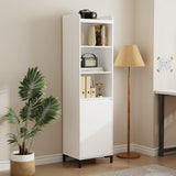 RichYa 71"H Narrow Bookcase with Door,3 Cubes Display Bookshelves,5 Tier Storage Cabinet with Metal Leg for Office,Living Room,White