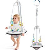 Slevoo Baby Doorway Jumper Baby Bouncer with Bumper, Two Jingle Rattles & Play Tray, Joyful Bubbles