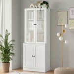 RichYa 71'' Tall White Bookshelf,5 Shelf Bookcase with Glass Door for Home Office