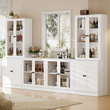 RichYa 4Pcs Kitchen Pantry Storage Cabinet Set,Modular Furniture Cabinets with Drawers,Sideboard Buffet Cabinet with Glass Doors for Dining Room,White