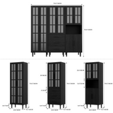 RichYa 3Pcs Grid Bookcases with Doors,Modular Furniture Bookcases,5-Tier Bookshelves with Glass Doors & Study Legs for Living Room