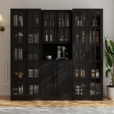RichYa Curio Cabinets with Glass Doors,Tall Display Cabinet with Storage Shelf,5-Tier Modular Bookcases with Doors for Living Room,Dining Room(AEA)