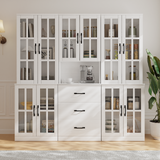 RichYa Curio Cabinets with Glass Doors,Tall Display Cabinet with Storage Shelf,5-Tier Modular Bookcases with Doors & Drawers for Living Room,Dining Room(BFB)