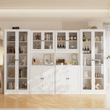 RichYa 4Pcs Kitchen Hutch Pantry Cabinets,Furniture Department Cabinet with Doors,China Cabinet with Glass Doors for Living Room