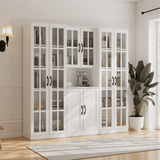 RichYa Curio Cabinets with Glass Doors,Tall Display Cabinet with Storage Shelf,5-Tier Modular Bookcases with Doors for Living Room,Dining Room(AEA)