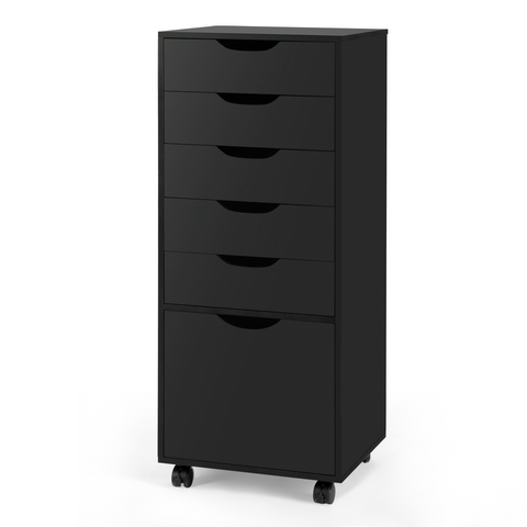 RichYa 5-Drawer Dresser with Caster Wheels, Chest of Drawers with Bottom Cabinet Storage,Storage Cabinet for Bedroom,Home Office (Black)