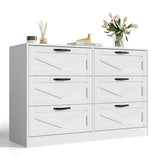 RichYa White Dresser for Bedroom, 6 Drawer Dresser with Metal Handles, Modern Storage Chest for Living Room,Adult