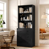 RichYa 71'' Tall Bookcase with 3 Drawers,3 Tier Display Bookshelves for Home Office,Living Room,White