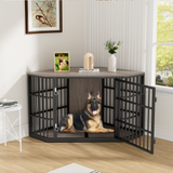 Richya 52 Inch Dog Crate Furniture Corner, Wooden Dog Kennel Furniture, End Table Dog Crate for Large Dogs