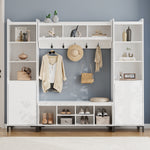 RichYa 71"H Mudroom Storage with Bench,Entryway Hall Tree with Shoe Storage & Coat Rack,Mudroom Furniture for Hallway,White