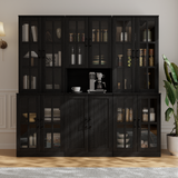 RichYa Curio Cabinets with Glass Doors,Tall Display Cabinet with Storage Shelf,5-Tier Modular Bookcases with Doors for Living Room,Dining Room(BEB)