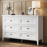 RichYa 6 Drawer Dresser for Bedroom,Chest of Drawers with Metal Knobs,Dresser for Closet,White