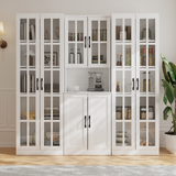 RichYa Curio Cabinets with Glass Doors,Tall Display Cabinet with Storage Shelf,5-Tier Modular Bookcases with Doors for Living Room,Dining Room(AEA)