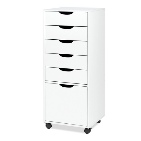 RichYa 5-Drawer Dresser with Caster Wheels, Chest of Drawers with Bottom Cabinet Storage,Storage Cabinet for Bedroom,Home Office (White)