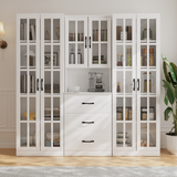 RichYa Curio Cabinets with Glass Doors,Tall Display Cabinet with Storage Shelf,5-Tier Modular Bookcases with Doors & Drawers for Living Room,Dining Room(AFA)