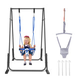 Slevoo 2-in-1 Baby Swing Outdoor, Baby Jumpers and Bouncers with for 6 Months to 6 Years with Portable Quick Foldable Stand, Easy Setup, Adjustable Strap, Soft Padded Seat, Gray