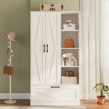 RichYa 71"H Armoire Wardrobe Closet with Drawer,Clothes Storage Cabinet with Hanging Rod,Large Wardrobe Closet with Shelves & 2 Doors for Bedroom