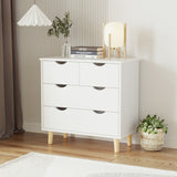 RichYa 4 Drawer Dresser for Bedroom Wood Storage Dresser White Sofa Table Nightstand Chest of Drawer