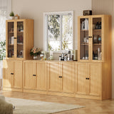 RichYa 4Pcs Kitchen Pantry Storage Cabinet,Modular Furniture Cabinets with Diplay Glass Doors,Hutch Buffet Cabinet with Shelves for Dining Room,White