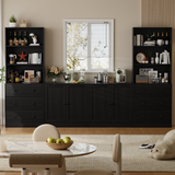RichYa 4Pcs Kitchen Pantry Storage Cabinet,Modular Furniture Cabinets with Drawers,Hutch Buffet Cabinet with Doors for Dining Room,White