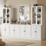 RichYa 4Pcs Kitchen Pantry Storage Cabinet,Modular Furniture Cabinets with Diplay Glass Doors,Hutch Buffet Cabinet with Shelves for Dining Room,White