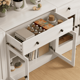 RichYa 4Pcs Kitchen Pantry Storage Cabinet,Modular Furniture Cabinets with Drawers,Hutch Buffet Cabinet with Diplay Glass Doors for Dining Room,White