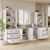 RichYa 4Pcs Kitchen Pantry Storage Cabinet,Modular Furniture Cabinets with Drawers,Hutch Buffet Cabinet with Doors for Dining Room,White