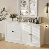 RichYa 4Pcs Kitchen Pantry Storage Cabinet,Modular Furniture Cabinets with Drawers,Hutch Buffet Cabinet with Doors for Dining Room,White