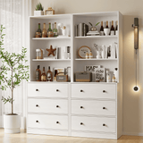 RichYa 4Pcs Kitchen Pantry Storage Cabinet,Modular Furniture Cabinets with Drawers,Hutch Buffet Cabinet with Doors for Dining Room,White