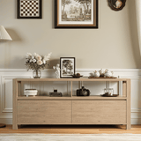 RichYa Farmhouse TV Stand for TVs up to 60”, Entertainment Center with 2 Storage Drawers for Living Room,White